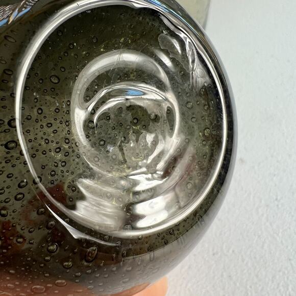 Green Smoke Bubble Glass Stemless Wine Artisan Glass Set of 2 - Picture 4 of 10